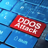 Safety concept: DDOS Attack on computer keyboard background